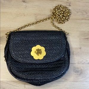 Eric Javits black straw embossed crossbody bag